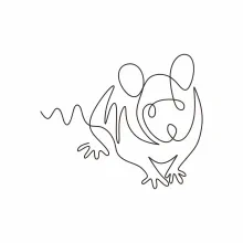 "Minimalist Mouse Illustration: A One Line Study of Small and Agile Wildlife Figures"
