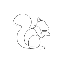 "Minimalist Squirrel Illustration: A One Line Study of Recognizable and Agile Wildlife Creatures"