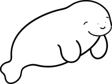 "One Line Smiling Manatee Sketch: A Minimalist Approach to Expressive Marine Features"
