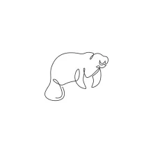 Easy One Line Manatee Drawing for Learning Smooth Animal Forms