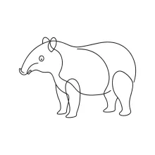 "Minimalist Tapir Sketch: Depicting a Gentle Forest Animal with One Line Art"