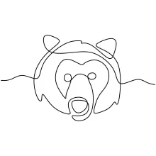 "Minimalist Bear Art: A One Line Study of Powerful and Recognizable Wildlife Figures"