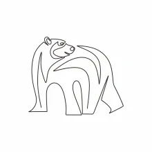 "Minimalist Bear Art: A One Line Study of Strength and Recognizable Wildlife Figures"