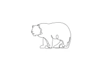 "Minimalist Grizzly Bear Drawing: A One Line Study of Strength and Recognizable Wildlife Figures"