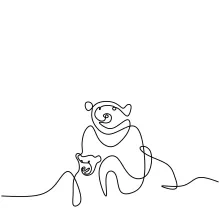 Panda Bear One Line Drawing: Easy Art to Practice Balance and Round Animal Shapes