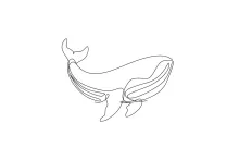 "One Line Giant Blue Whale Drawing: Capturing Immense Ocean Presence with Minimalist Art"