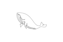 "Minimalist Blue Whale Illustration: Depicting Strength and Tranquility in One Line Art"