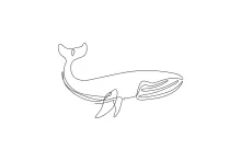 Giant Blue Whale One Line Drawing: Explore Ocean Giants with Simple Line Art