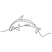 "Minimalist Dolphin Illustration: Depicting Motion and Grace in One Line Art"