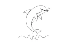 Dolphin One Line Drawing: Friendly Ocean Friend in a Simple Sketch