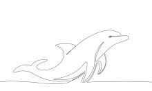 Friendly Dolphin One Line Drawing: Fun Sea Creature for Kids to Draw