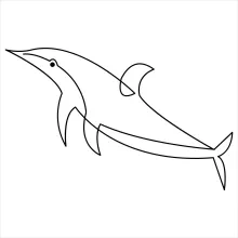 "Minimalist Dolphin Sketch: Illustrating Elegance and Motion with One Line Art"
