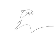Easy Dolphin Jump One Line Drawing: Fun Marine Art for All Ages