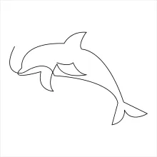 "One Line Dolphin Swimming Sketch: Expressing Fluidity and Motion with Minimalist Techniques"