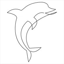 "Continuous Line Swimming Dolphin Illustration: Depicting Fluid Motion with Minimalist Art"