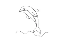 Jumping Dolphin One Line Drawing: Simple Sea Animal in Motion