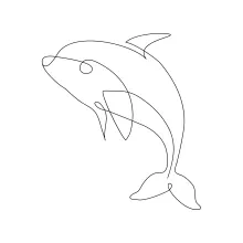 "One Line Dolphin Jumping Art: Depicting Oceanic Playfulness with Minimalist Style"