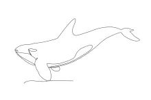 Swimming Dolphin One Line Drawing: Graceful Ocean Art Practice