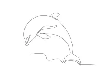 One Line Dolphin Swimming: Practice Curves with Marine Life Art