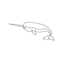 "Minimalist Narwhal Sketch: Capturing a Unique Whale with One Line Art"