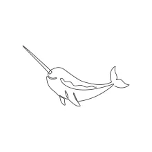"One Line Narwhal Illustration: Expressing Elegance and Motion with Minimalist Techniques"