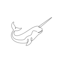 "Continuous Line Narwhal Drawing: Depicting an Arctic Wonder with Minimalist Techniques"