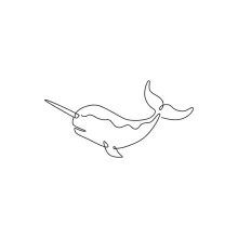 "One Line Narwhal Illustration: Capturing a Mystical Arctic Whale with Minimalist Art"