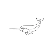 "Minimalist Funny Narwhal Sketch: Expressing Playfulness with One Line Art"