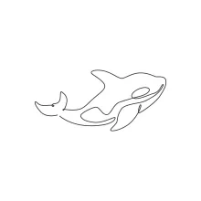 "One Line Big Orca Drawing: Capturing Oceanic Strength with Minimalist Art"