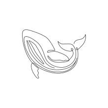 Big Whale Simple Line Drawing: Practice Ocean Animal Shapes Easily