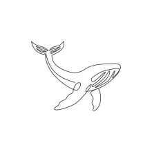 Simple Giant Whale One Line Drawing: Easy Practice for Animal Fans
