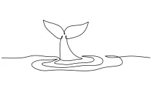 Whale Tail One Line Drawing: Simple Curve Practice with Ocean Life