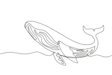 "Minimalist Wild Whale Illustration: Depicting Ocean Majesty in One Line Art"