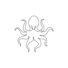 One-Line Drawing of a Mysterious Octopus: Artistic Expression in Simple Lines