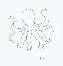 One-Line Octopus Drawing for Tentacle Spacing and Design Awareness
