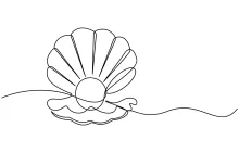 Simple Oyster Shell with Pearl in One Line to Develop Proportion Skills