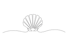 One-Line Open Oyster Shell Drawing for Natural Form Simplification