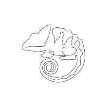 One Line Drawing of a Beautiful Chameleon with Spiral Tail