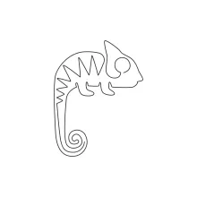 Simple One Line Exotic Chameleon Drawing for Shape Practice