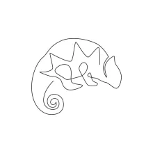 Draw a Spiral-Tailed Chameleon in One Line – Great for Reptile Practice