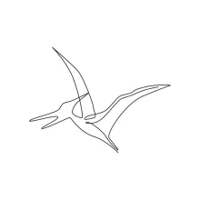 One Line Drawing of a Pterodactyl in Flight for Dynamic Practice