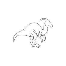 One Line Parasaurolophus Drawing for Studying Dinosaur Movement