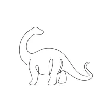 One Line Dinosaur Drawing for Practicing Various Prehistoric Shapes