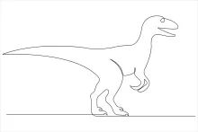 One-Line Velociraptor Drawing: Easy Dinosaur Sketch for Dynamic Poses
