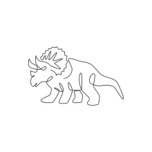 One Line Triceratops Drawing for Exploring Strong Dinosaur Features
