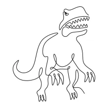 Simple One Line Tyrannosaurus Rex Drawing for Kids and Beginners