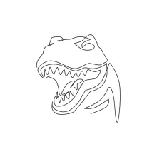 One Line T. Rex Head Drawing: Practice Details with Simple Dinosaur Line Art