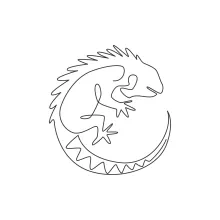 One Line Drawing of a Tropical Iguana for Relaxing Art Time