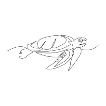 One Line Ocean Turtle Drawing: Practice Marine Animal Shapes with Simple Art