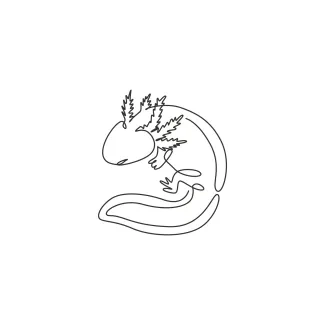 Cute Axolotl One-Line Drawing for Exploring Whimsical Animal Shapes